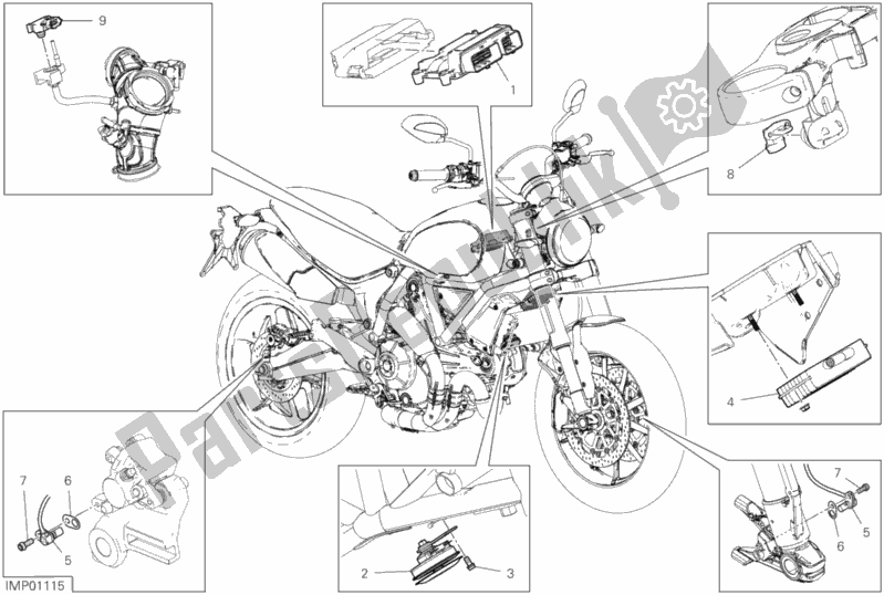 Todas as partes de 13d - Dispositivos Elétricos do Ducati Scrambler 1100 Thailand 2019